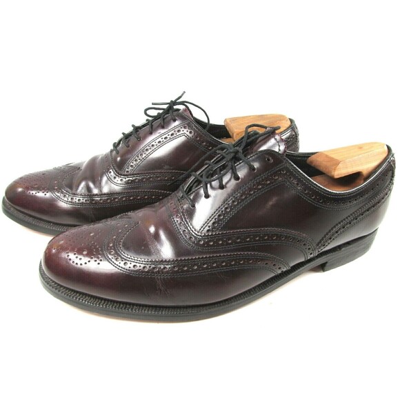Johnston & Murphy Burgundy Leather Brogue Wing Tip Oxfords Mens Size US 11 D - Picture 5 of 12